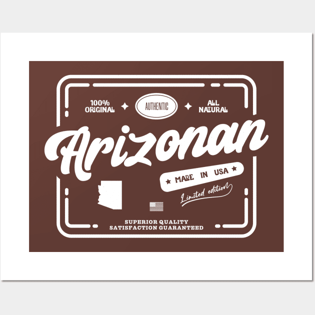 Original Arizonan Cool Vintage Light Stamp Print Arizona Resident Gift Wall Art by Space Surfer 